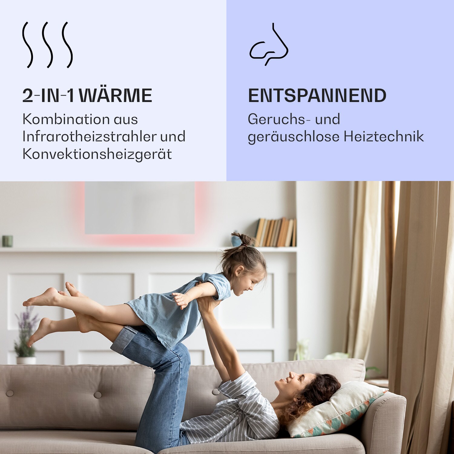 Mojave 750 smart 2-in-1 Heizgerät Infrarot Konvektor 85x60cm 750W RGB-Licht