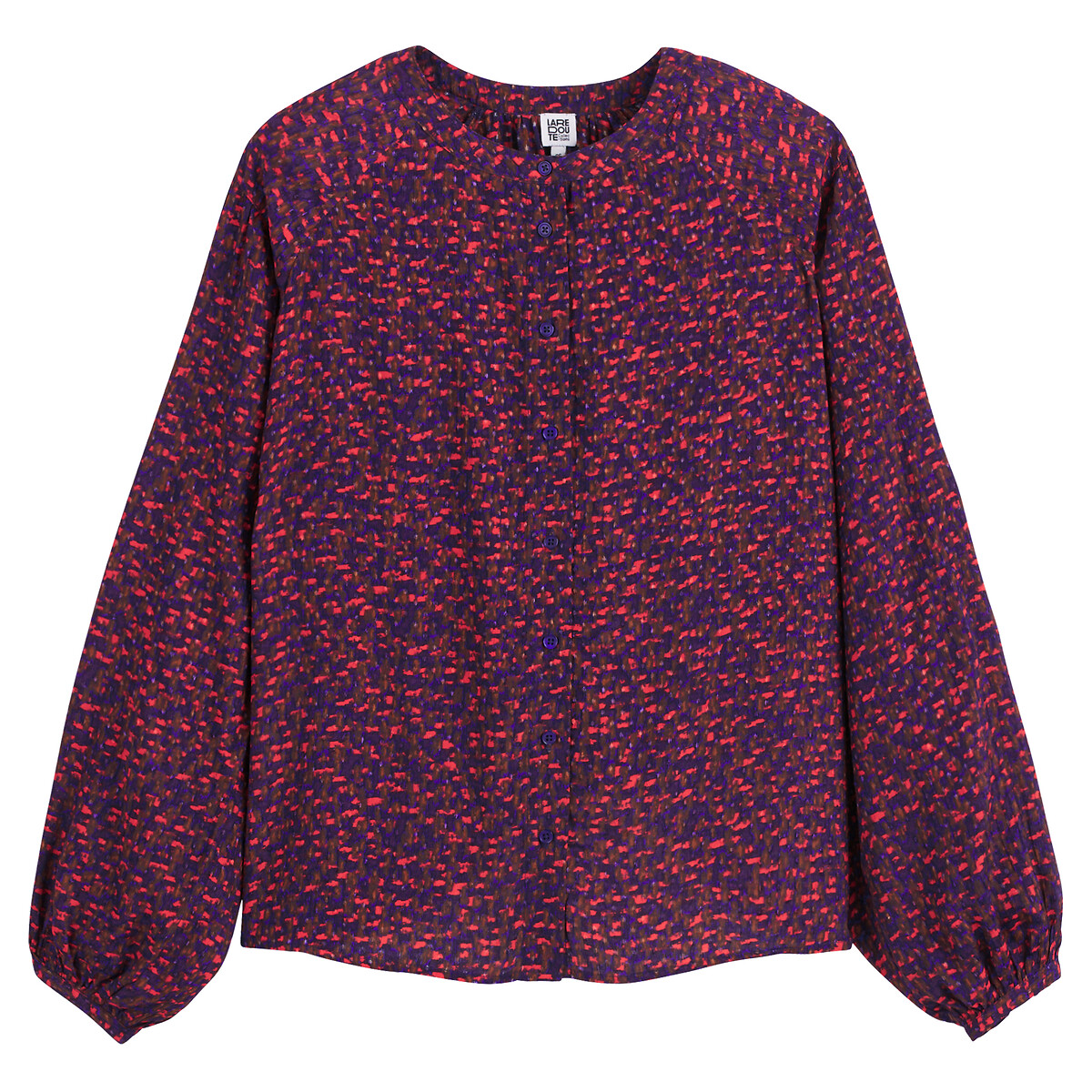 COLEÇÕES LA REDOUTE<br>Blusa estampada com gola Manor e mangas bufantes