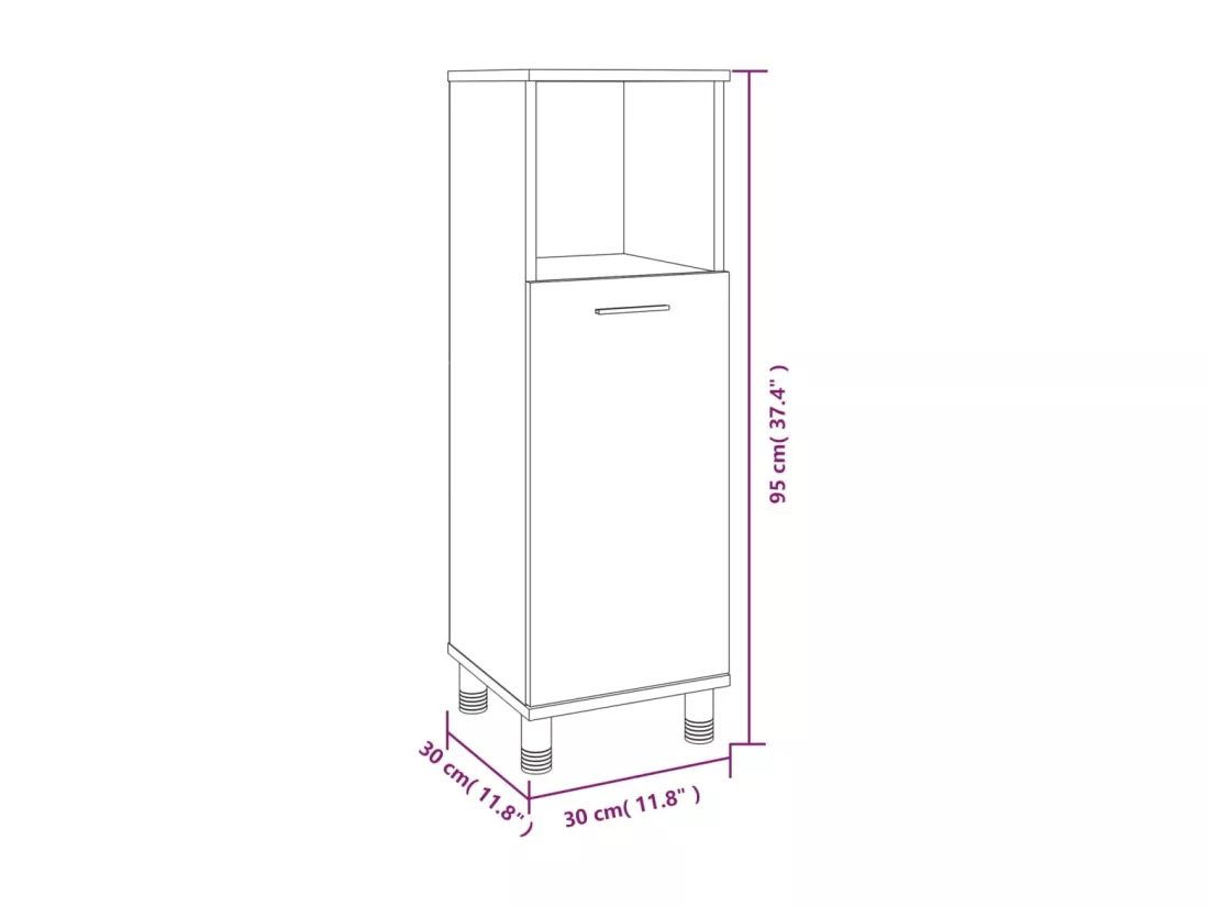 Armoire de bain Sonoma gris 30x30x95 cm Bois d'ingénierie