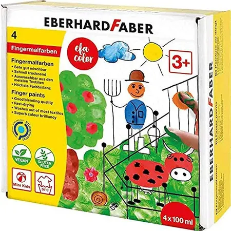 Eberhard FaberMini Kids Club Fingermalfarbe Packung mit 4 Farbtöpfchen à 100 ml