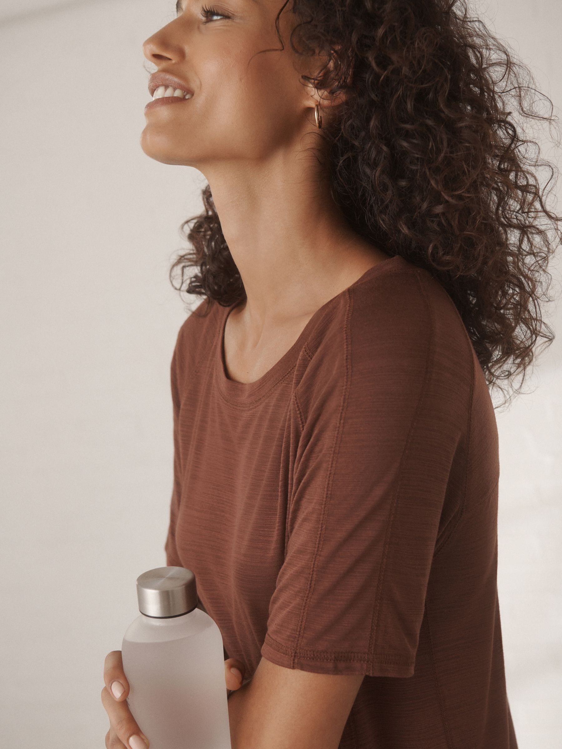 Roestbruin - Active Lichtgewicht T-shirt met ronde hals en korte mouwen