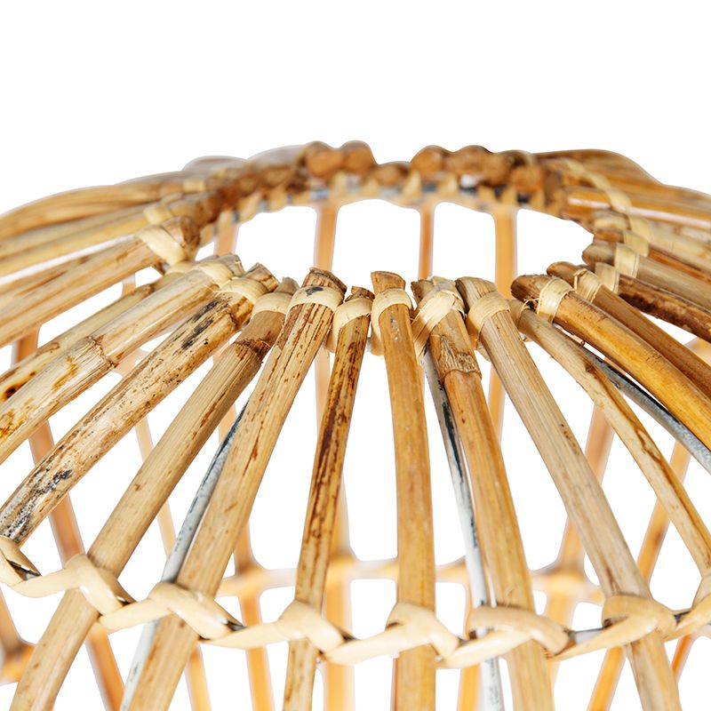 Landelijke vloerlamp tripod bamboe met wit - Canna Diamond
