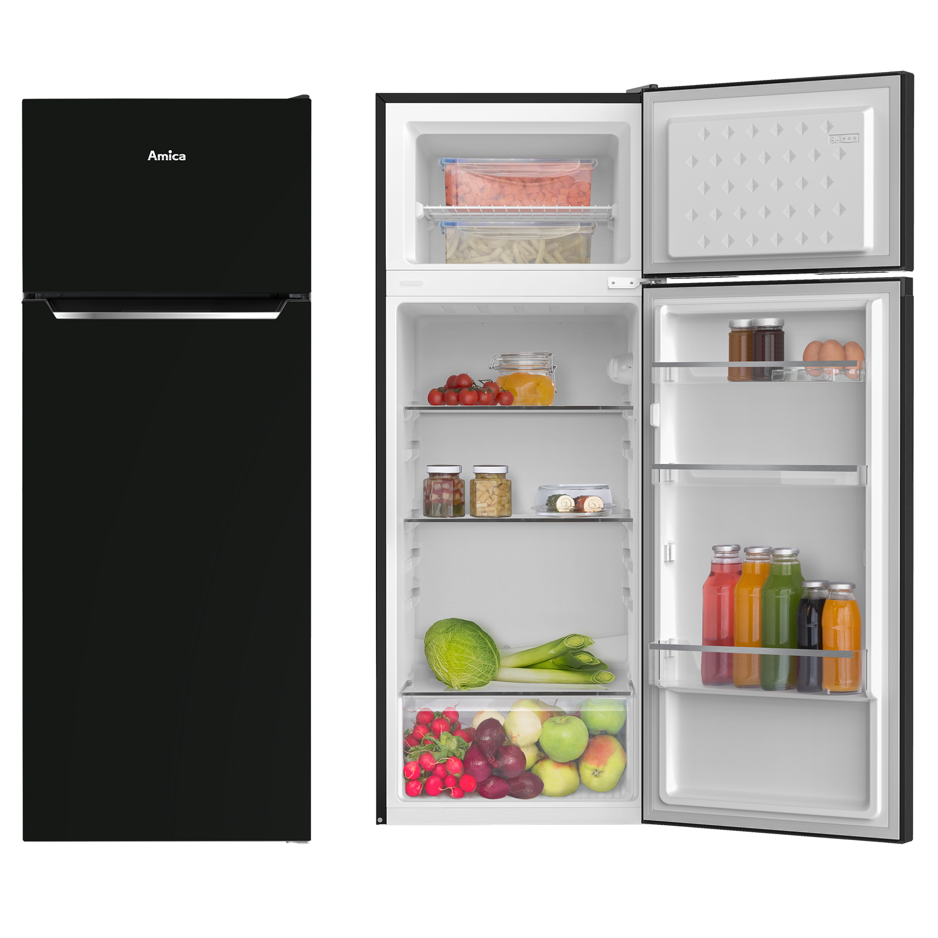 AMICA Kühl-Gefrierkombination DT 374 160 SW - schwarz - E