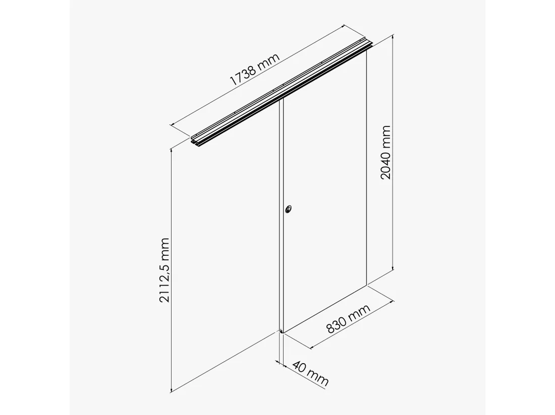 Porte Coulissante avec Rail + Serrure - Helsinki 83 cm