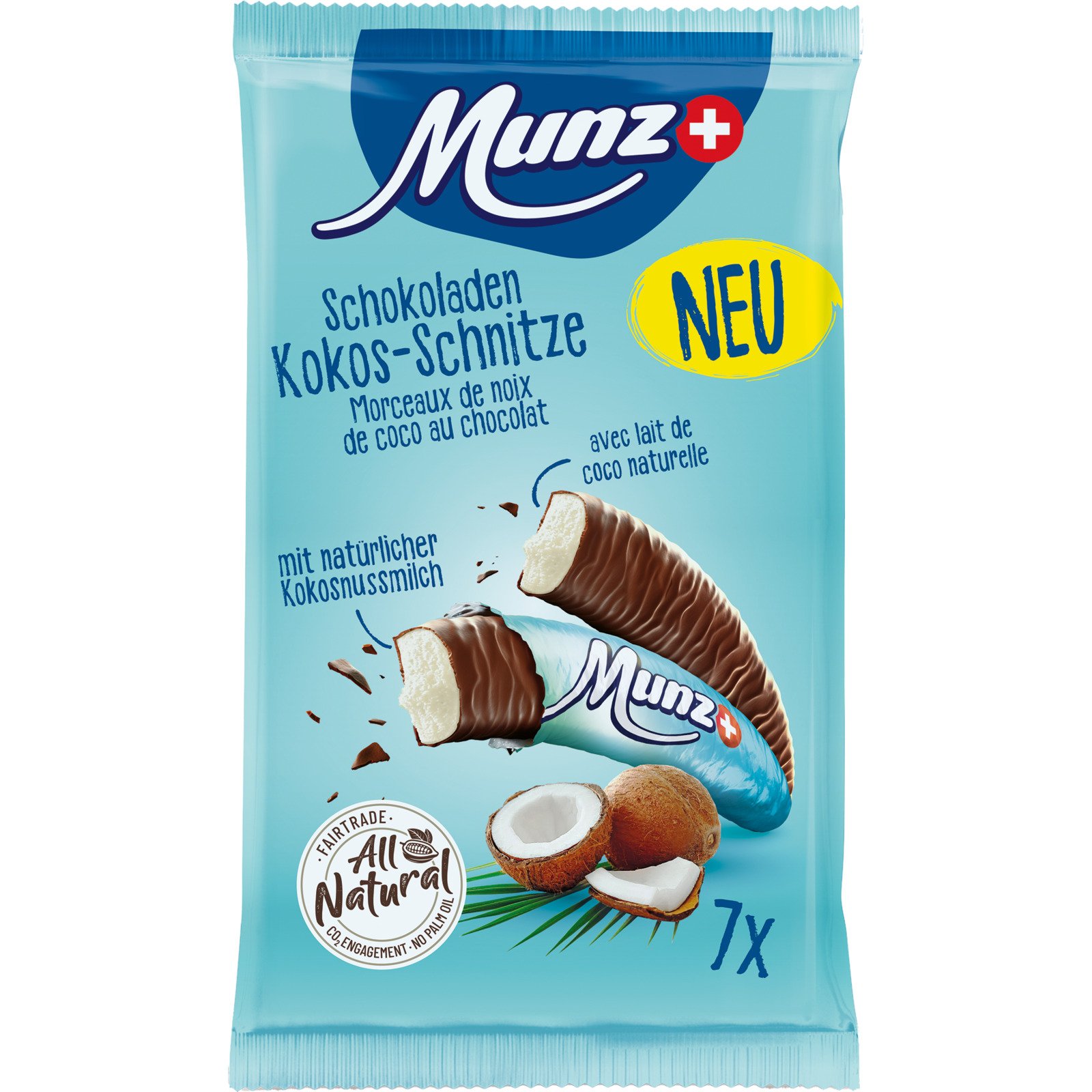 Munz Schokoladen Kokos Schnitze 7 x 19 g