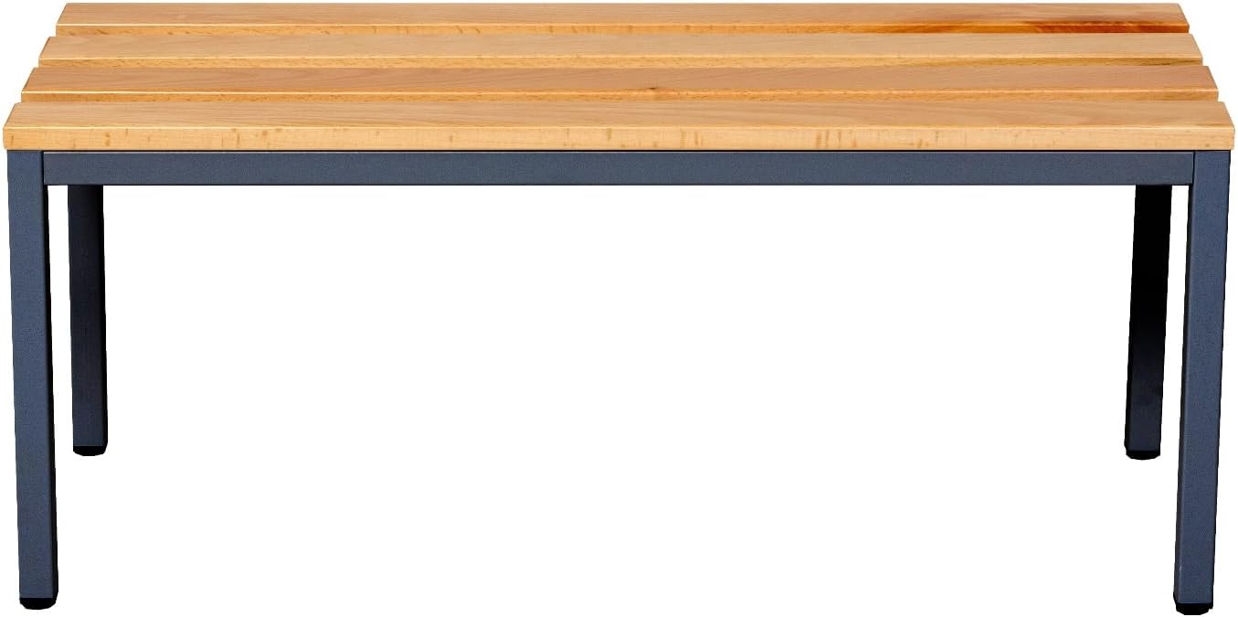 furni24 Sitzbank für Umkleideräume BxHxT: 100x42x40 cm, Umkleidesitzbank, Umkleidebank, Garderobenbank, Sportbank, Bank mit Echtholz für Fitnessstudio