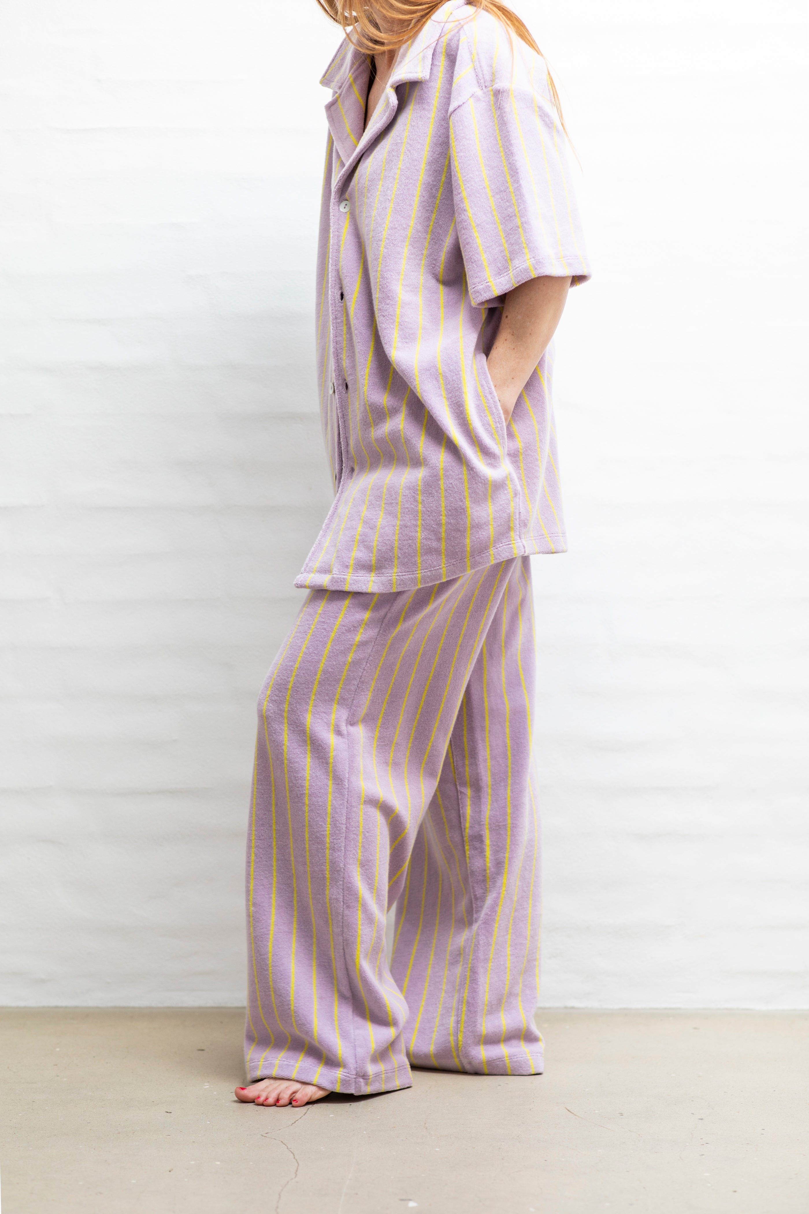 Bongusta  Naram Knitted bukser - Lilac & Neon Yellow