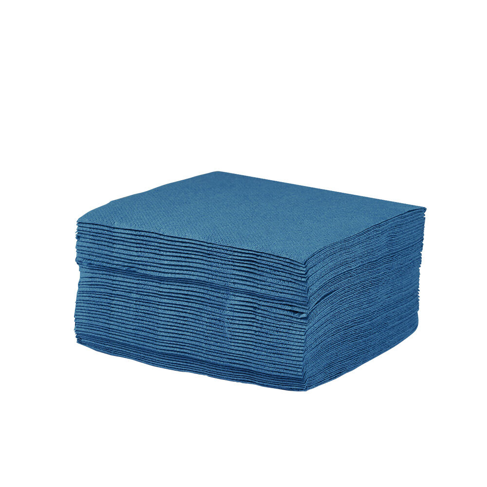 Serviette cocktail carrée bleu canard 2 plis en papier x40