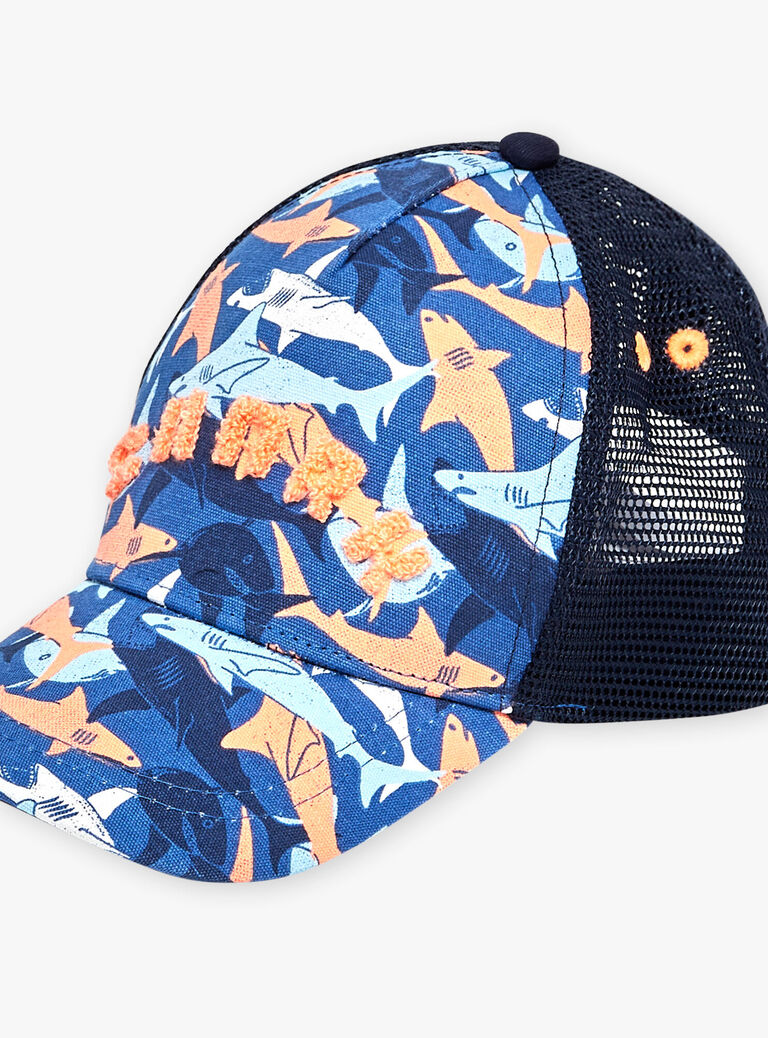 Casquette bleue à imprimé requins
