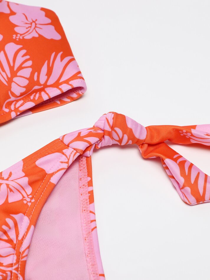 Conjunto de banho franzido de duas peças - Laranja