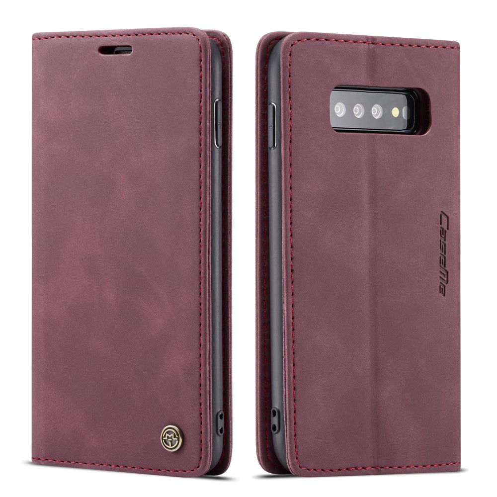 Samsung Galaxy S10 Leder Tasche Flip Wallet Etui mit Kartenfächern - Weinrot