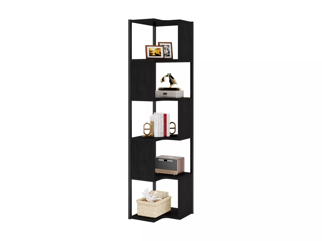 Tribesigns Bibliothèque d'angle autoportante à 6 niveaux pour salon, bureau à domicile, 171 cm, avec cadre en métal, noire