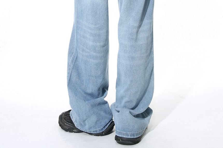 FAERIS - Mid Rise Washed Wide Leg Jeans