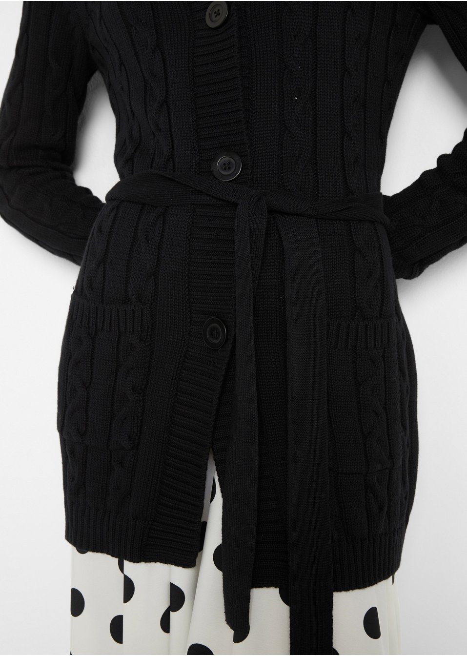 Gilet long en maille à motif torsadé