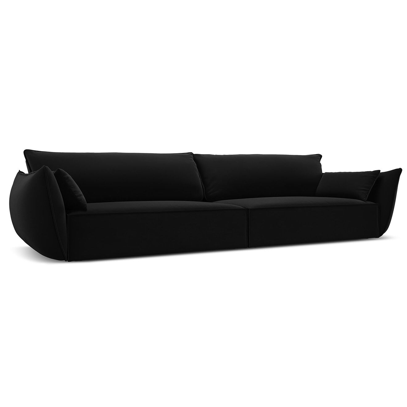 Mazzini Sofas Canapé Velours Vanda 4 Places noir - 248x100x85 cm