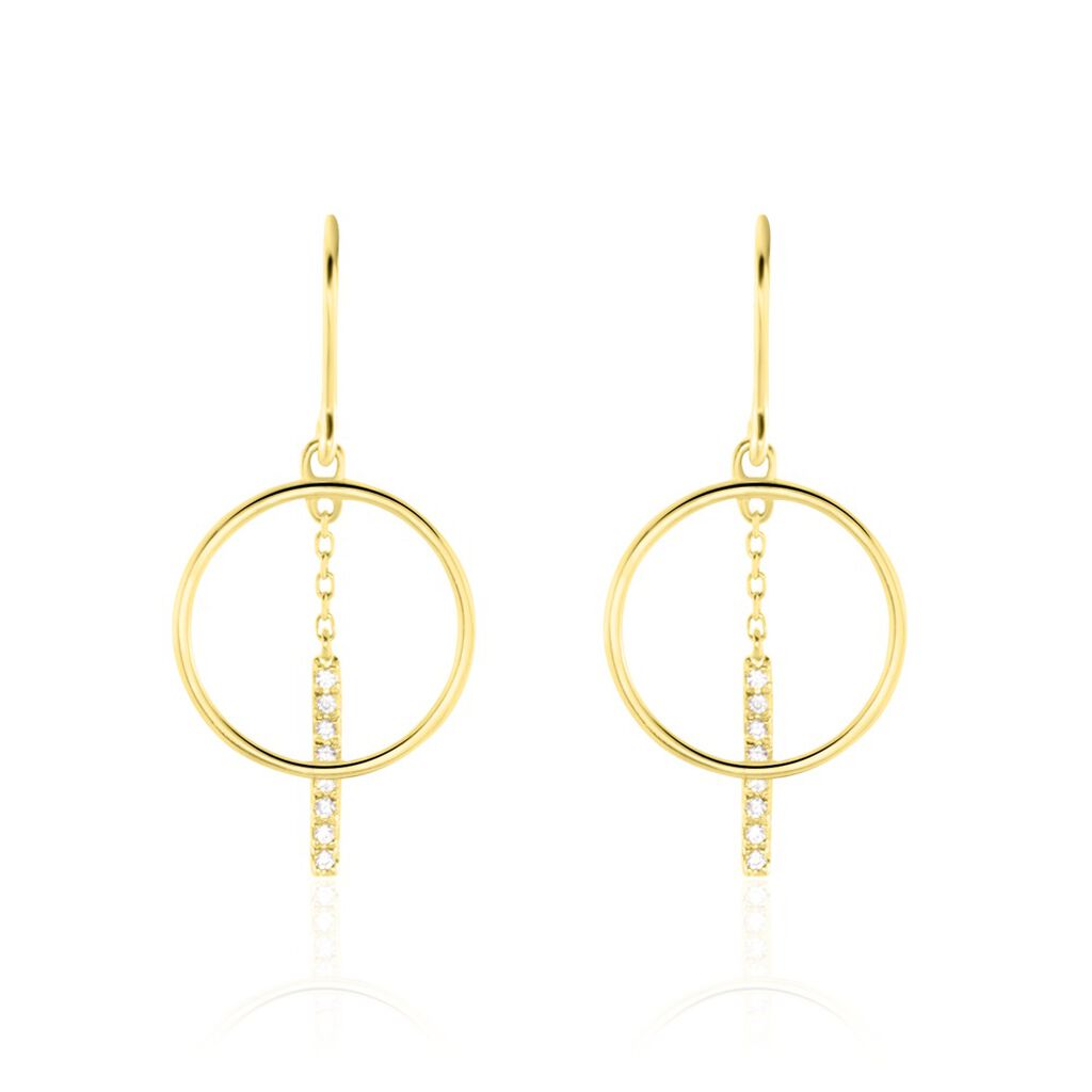 Boucles D'oreilles Pendantes Or Jaune Guda Oxyde De Zirconium