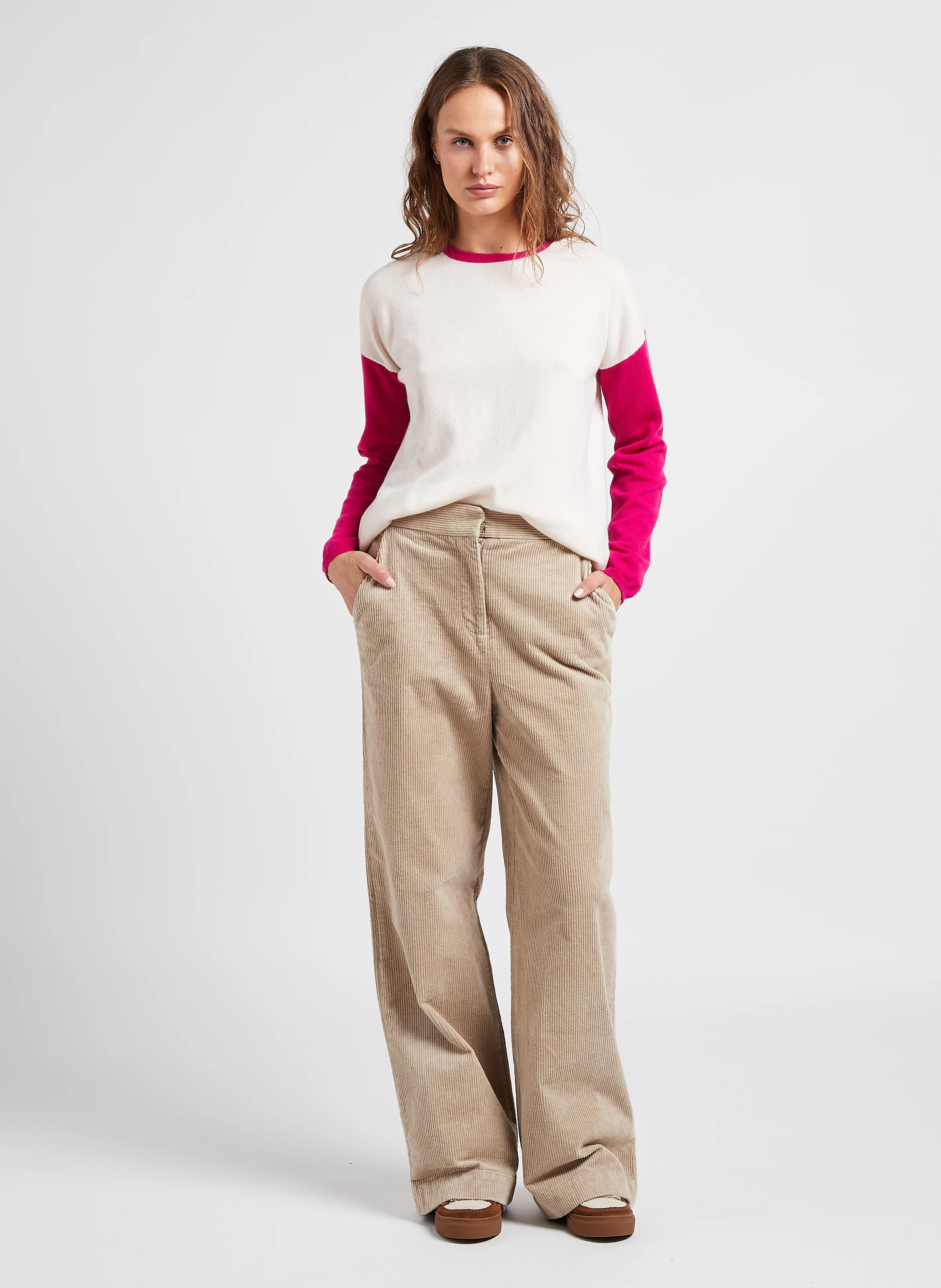 Pull ample col rond en cachemire | Multicolore