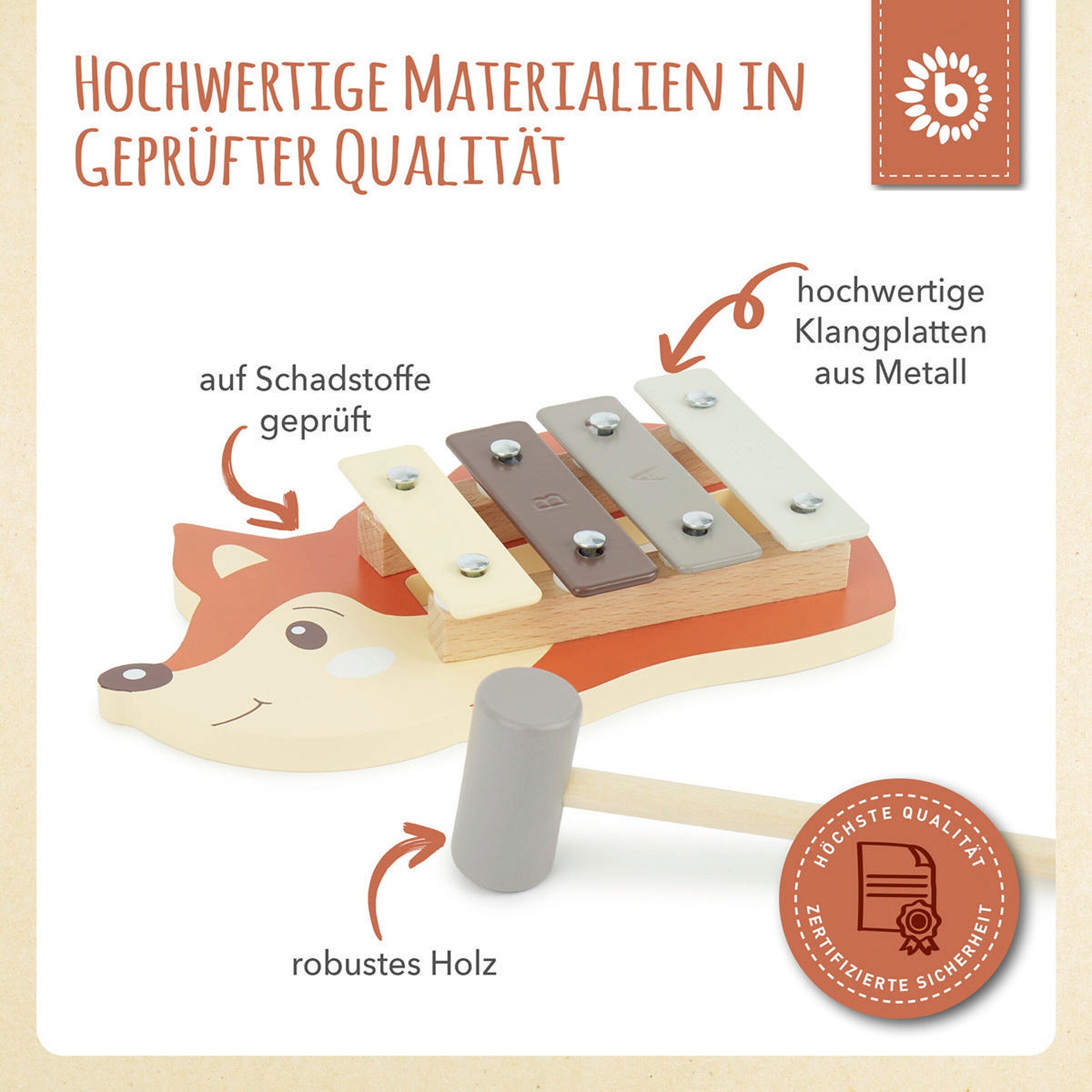 Bieco Xylophon Fuchs - ab 12 Monate Braun
