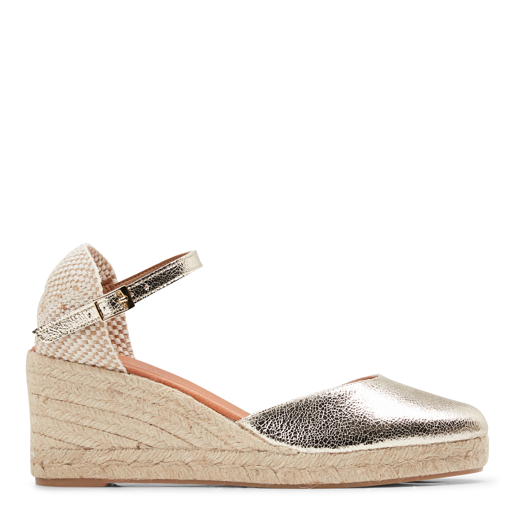 ESTRELLA - Espadrilles compensées en cuir métallisé | Doré