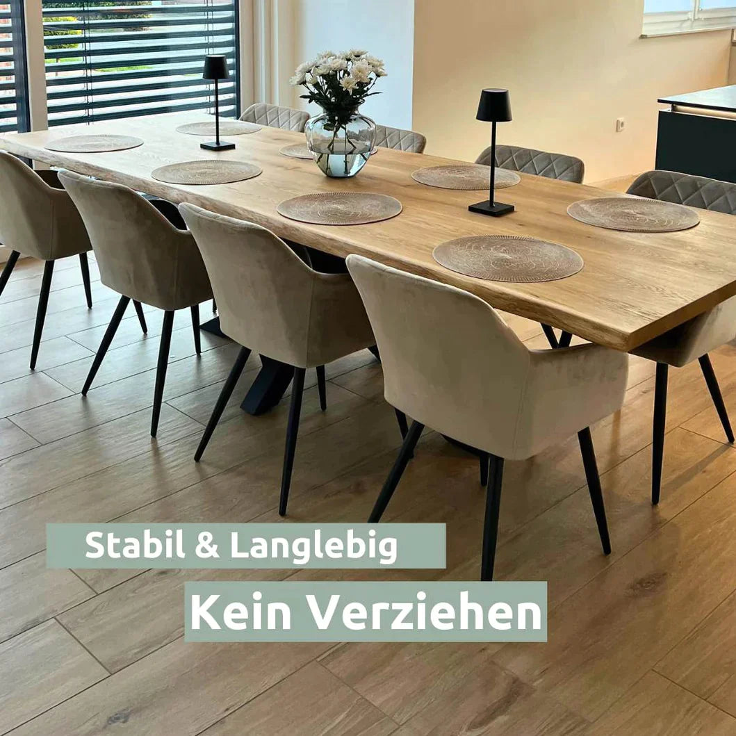 holz4home® Tischplatte 160cm x 80cm mit Baumkante aus massiver Eiche