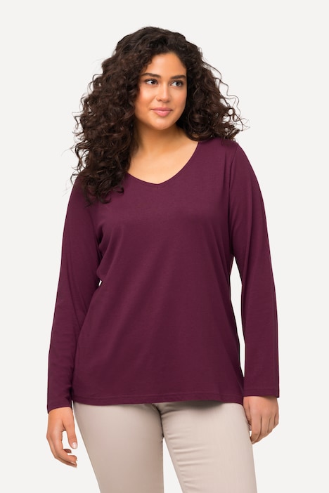 Shirt, Slim, V-Ausschnitt, Langarm