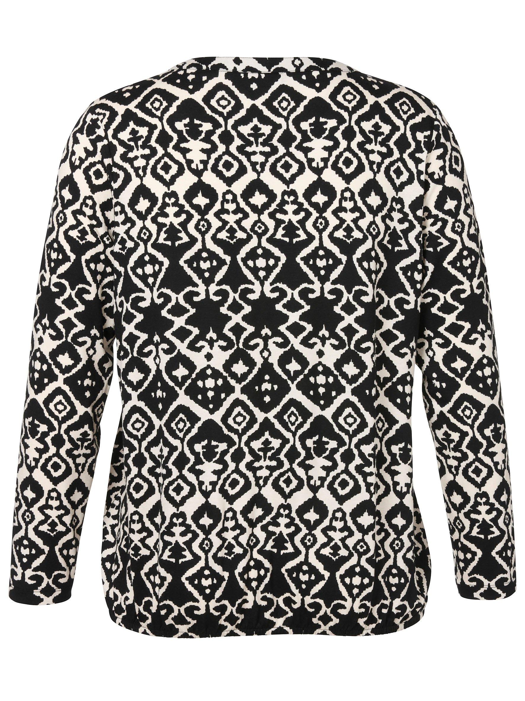 Langarmshirt mit grafischem Druck und V-Ausschnitt