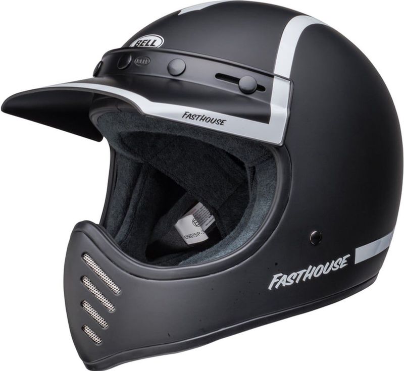 Bell - Moto-3 Fasthouse Old Road - Helm - Zwart Wit - Integraalhelm