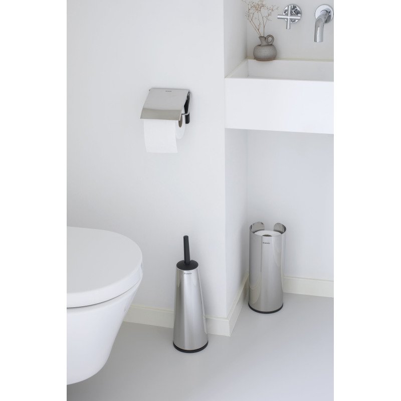 Distributeur papier toilette rouleau métal Brabantia avec couvercle