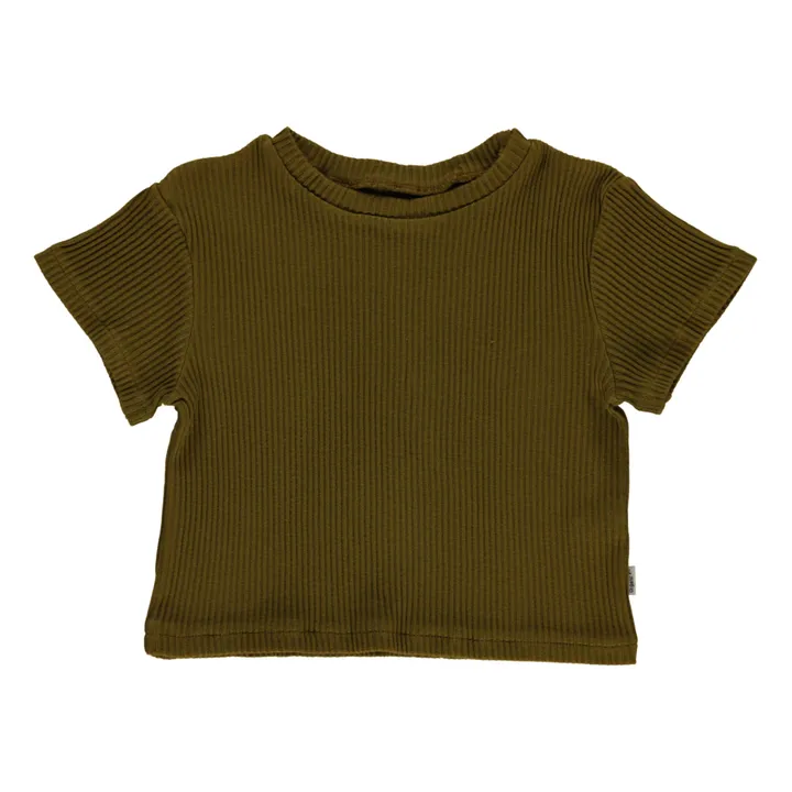 Poudre Organic T-shirt Côtelé Orgeat - Collection Femme | Vert kaki
