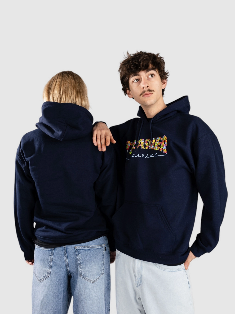 Thrasher X Toy Machine Smile By Spanky Hoodie navy