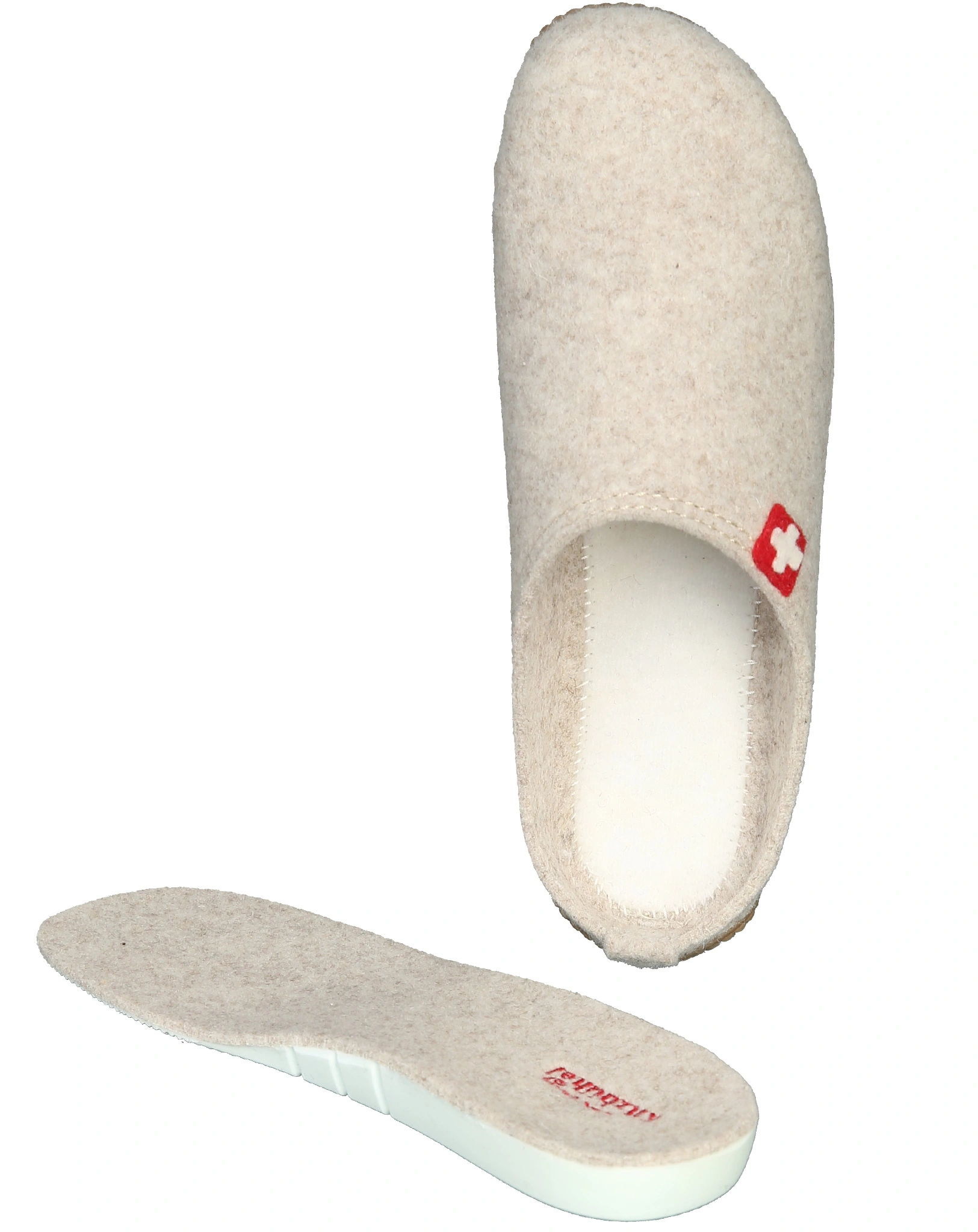 Filzpantoffel SCHWEIZER KREUZ in unbleached
