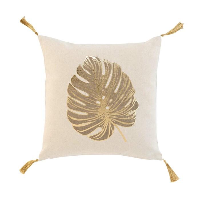 COUSSIN DEHOUSSABLE POMPONS 40X40CM COTON METALLISE MOGADOR