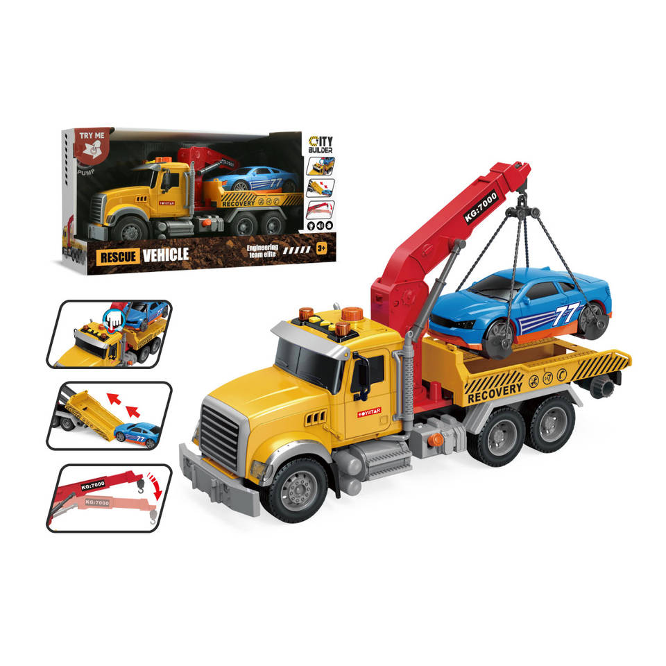 City Builder takelwagen met voertuig - 1:10