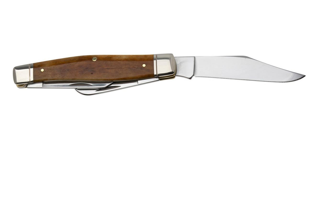 Case Large Stockman 58204 Smooth Antique Bone, Fluted Bolsters 6375 SS zakmes
