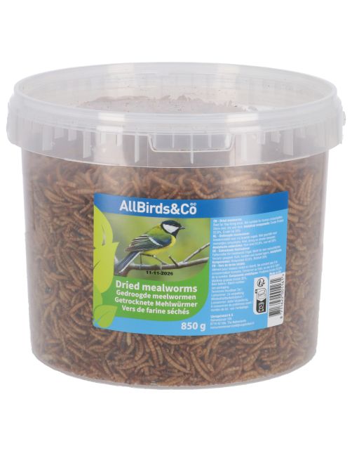 Allbirds&Co Gedroogde Meelwormen In Emmer - Tuinvogelvoer - 850 g