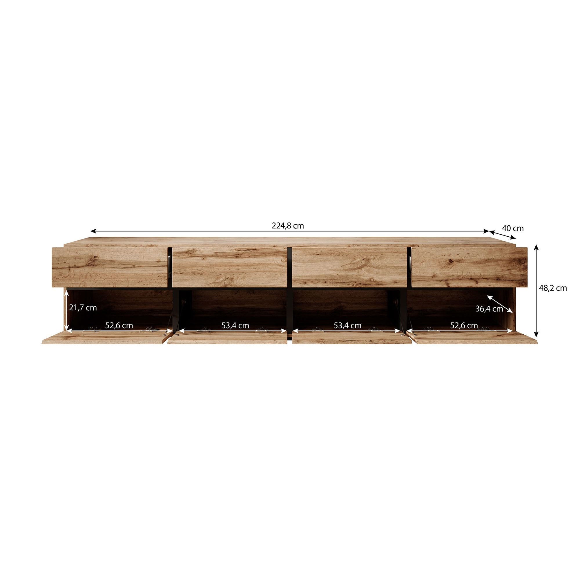 Cainan - TV-Meubel - met 4 lades - Beige - 225 cm