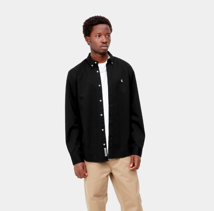 Carhartt WIP LS Madison Shirt Moonbeam / Black