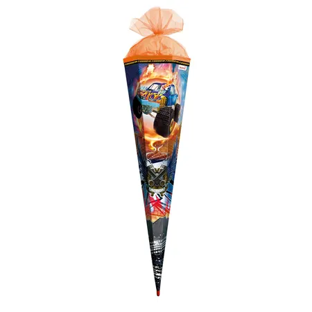 Roth Schultüte Monstertruck Fire mit Spezialborte und Folie, 85 cm, eckig