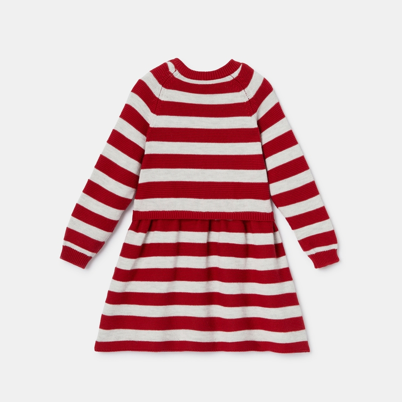 Robe-pull en tricot côtelé rouge bébé fille Absorba