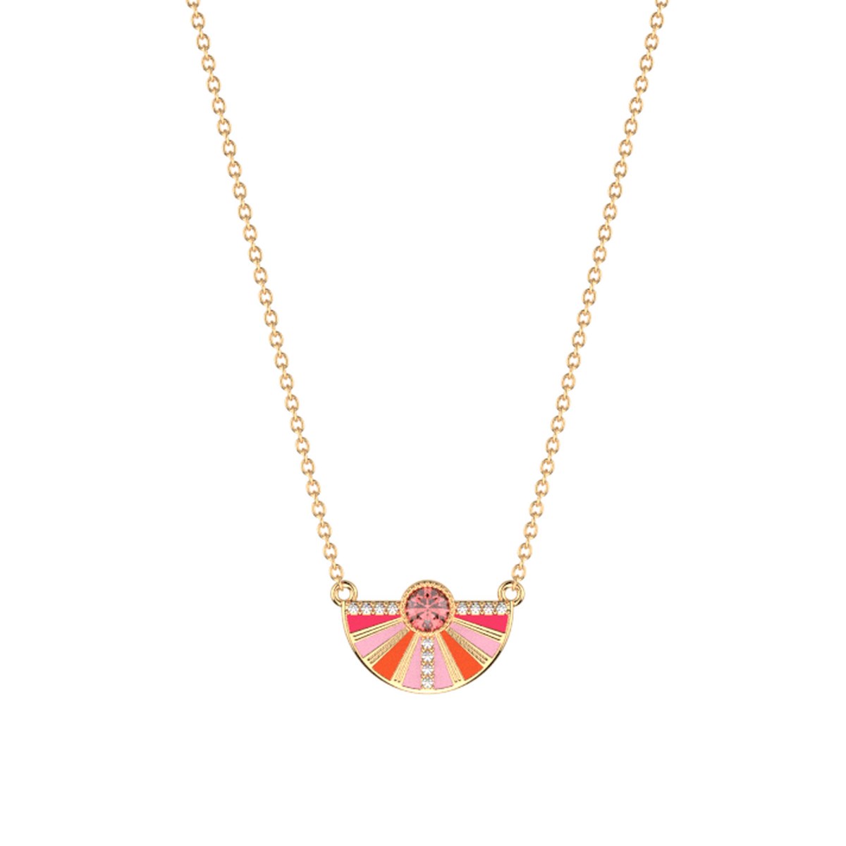 Collier Les Georgettes collection Les Cadettesdoré demi disque laqué rosé