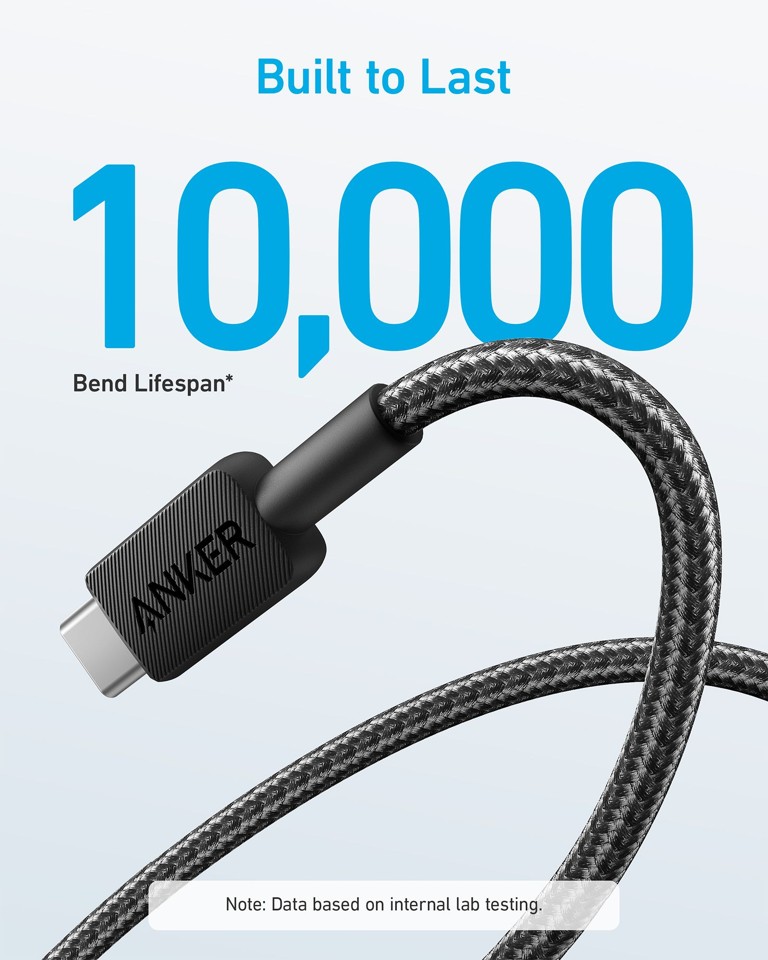 Anker - 322 USB-A til USB-C Kabel Nylon - 1.8 Meter - Sort