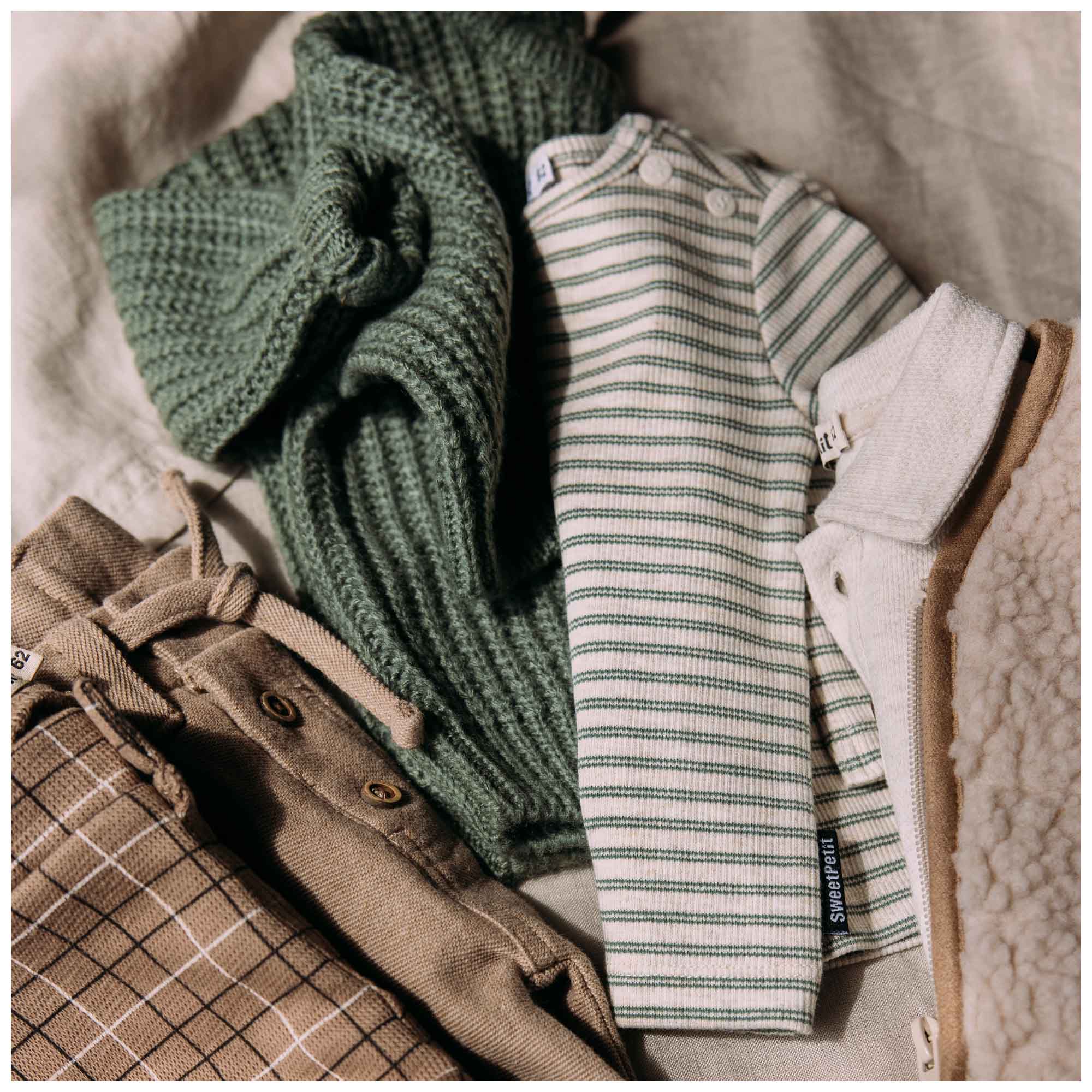 Sweet Petit baby shirt Mees lange mouwen strepen groen