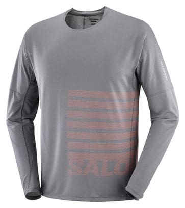Maillot manches longues Salomon Sense Aero Graphic Gris/Rouge Homme