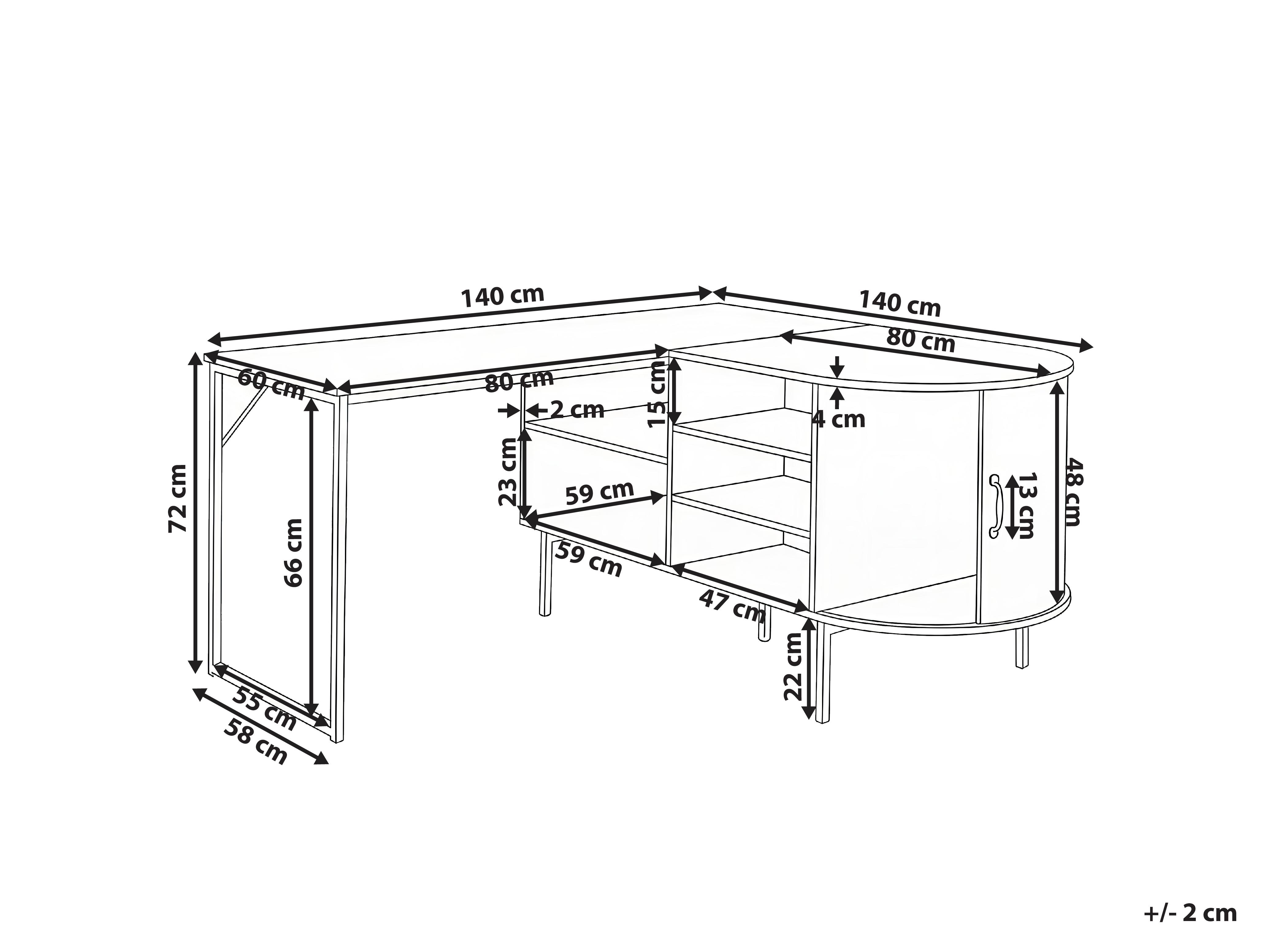 Hoekbureau SOLARI Lichtbruin 140 cm 140 cm