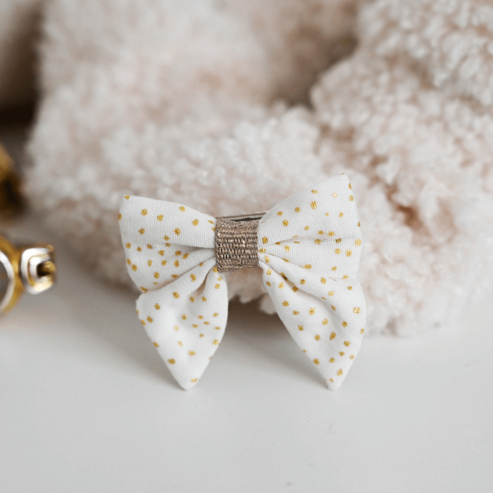 Barrette Mini Noeud Papillon Blanc Pailleté