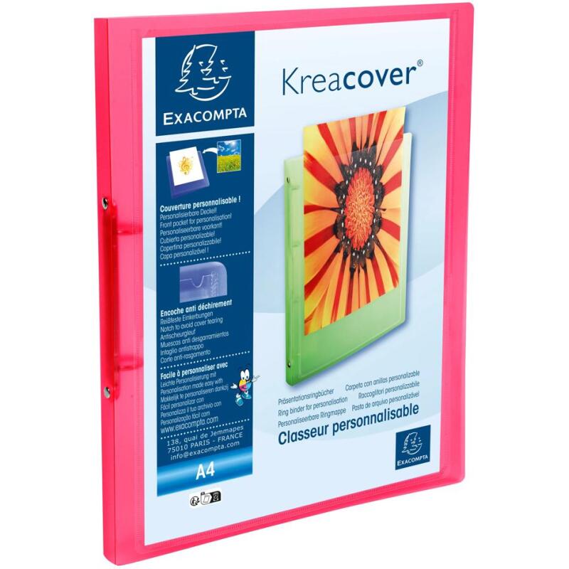 Classeur 2 anneaux plastifié Exacompta Kreacover® personnalisable A4 - Dos 2 cm couleurs assorties