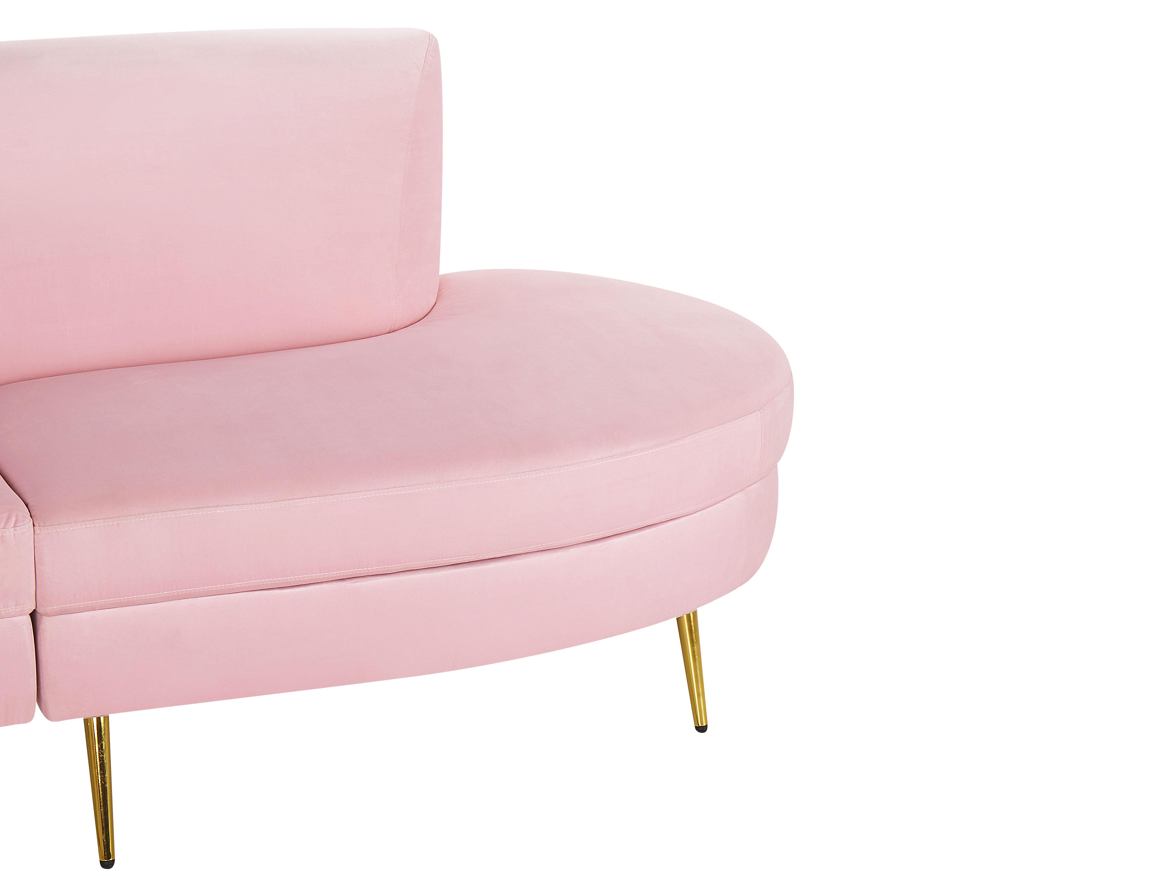 Halfronde bank 4-zits MOSS Fluweel Roze
