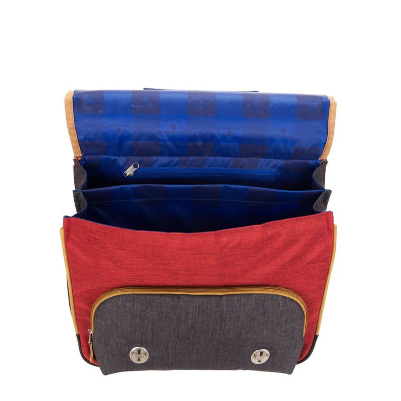 Cartable scolaire Basic 35 cm Rouge/Gris