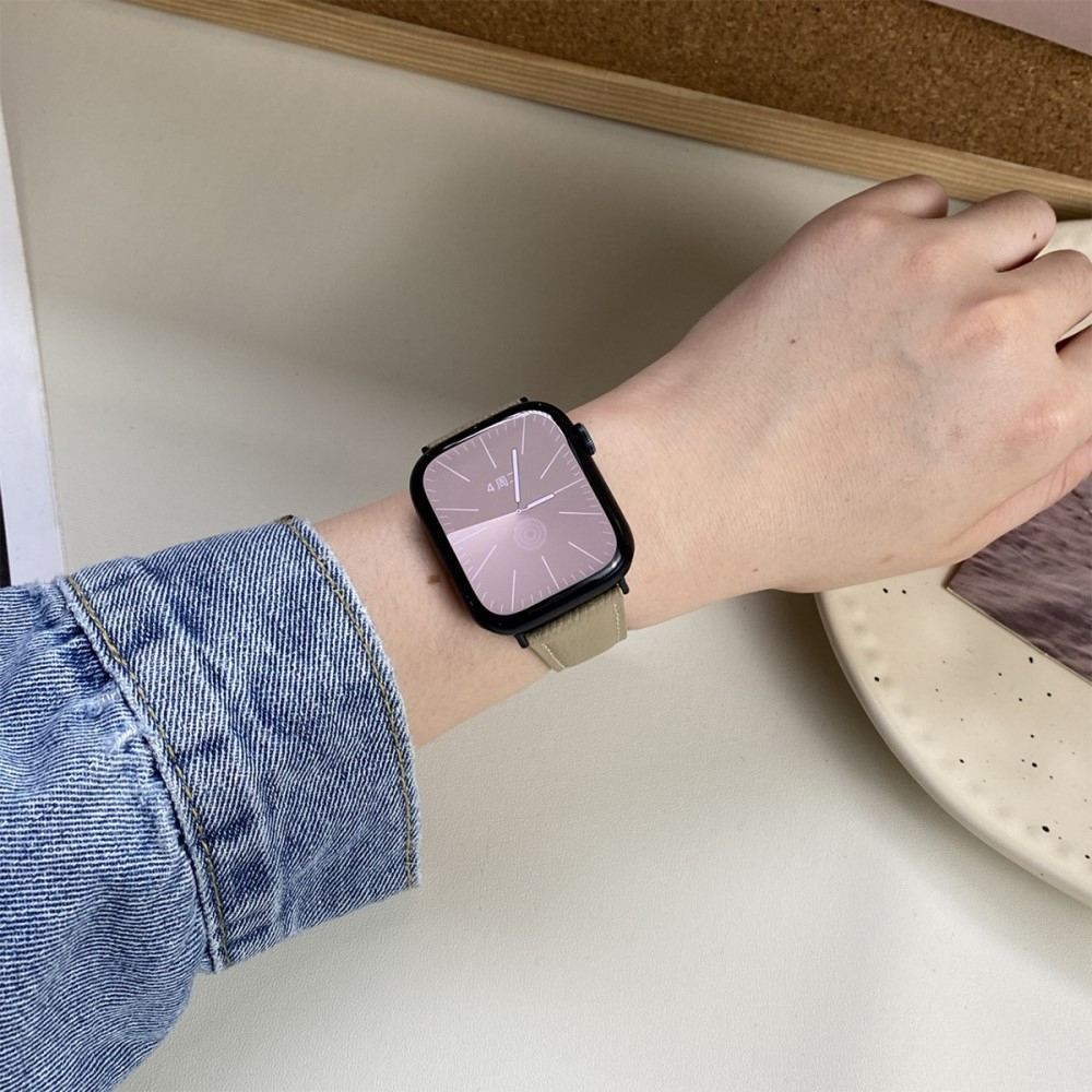 Apple Watch (49/46/45/44 mm) Echtleder Armband mit Magnet-Verschluss (Gelenkumfang: 170-220mm) - Braun