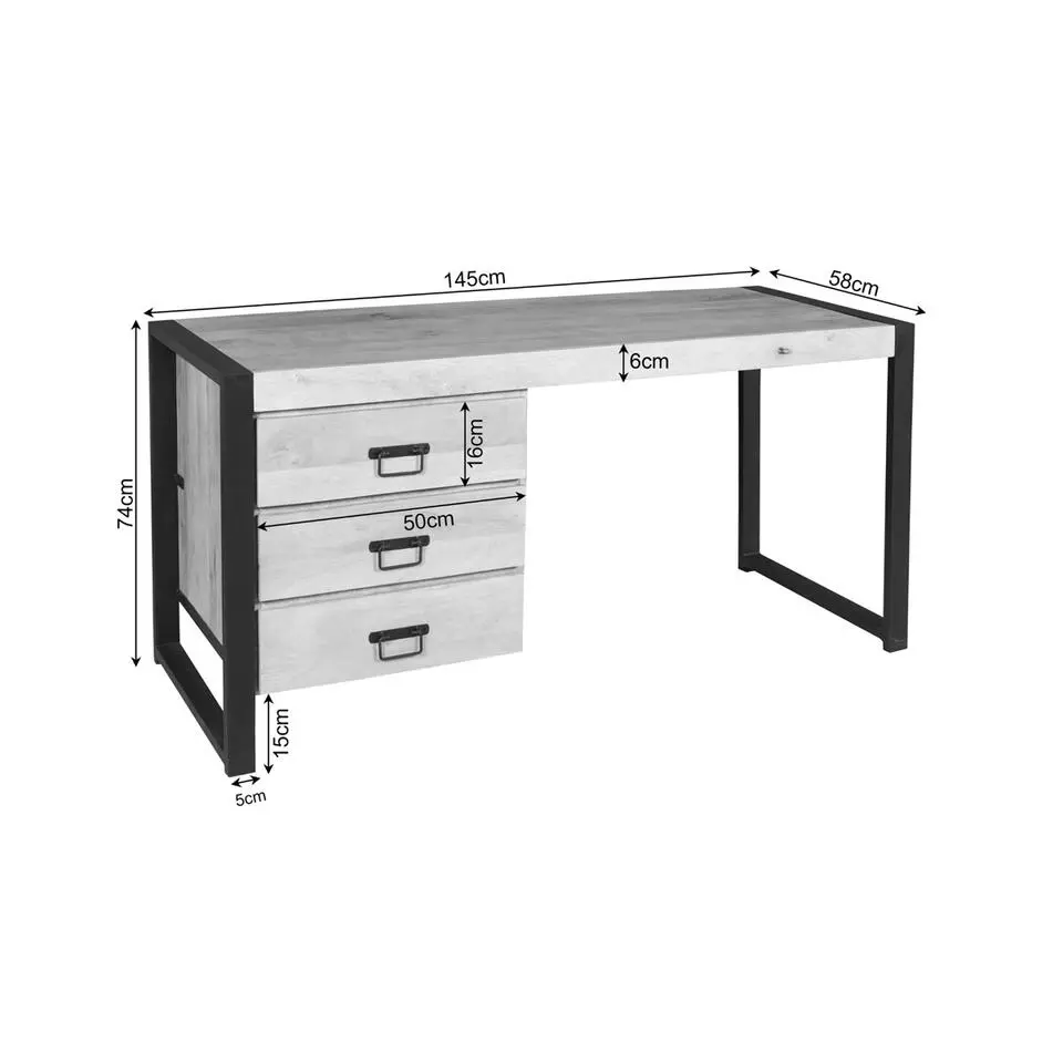 Bureau Rechthoek Naturel - 145x58x74cm - Boaz
